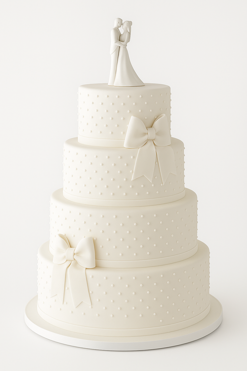 Classic Ivory Bow Wedding Fondant Cake