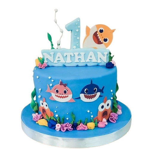 Baby Shark Splash Birthday Cake
