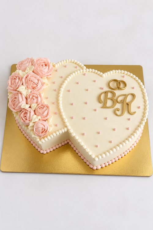 Rosette Double Heart Monogram Cake