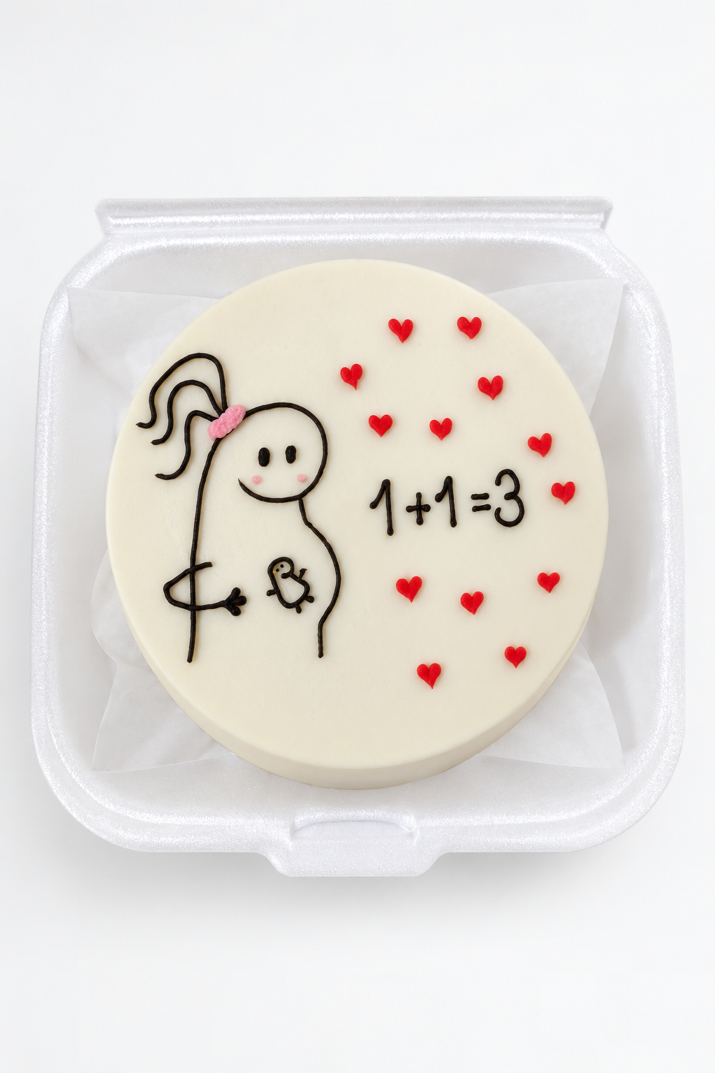 1+1=3 Pregnancy Announcement Bento Cake