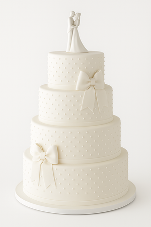 Classic Ivory Bow Wedding Fondant Cake