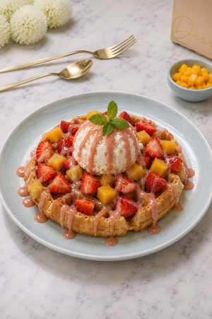 Mango Berry Loaded Waffle