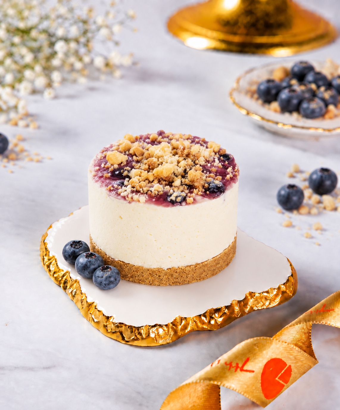Blueberry Crumble Cold Cheesecake
