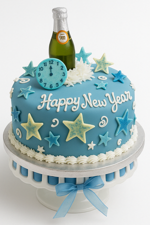 Champagne & Stars New Year Celebration Cake
