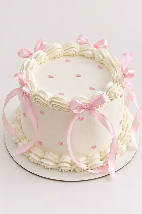 Pink Bow Sweetheart Vintage Cake