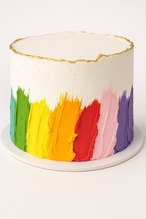 Rainbow Brushstroke Cream Cake