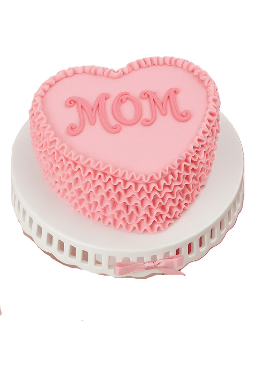 Heart-Shaped Ruffled "Mum" Cake