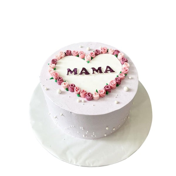 Heart-Shaped "MAMA" Cream Cake.