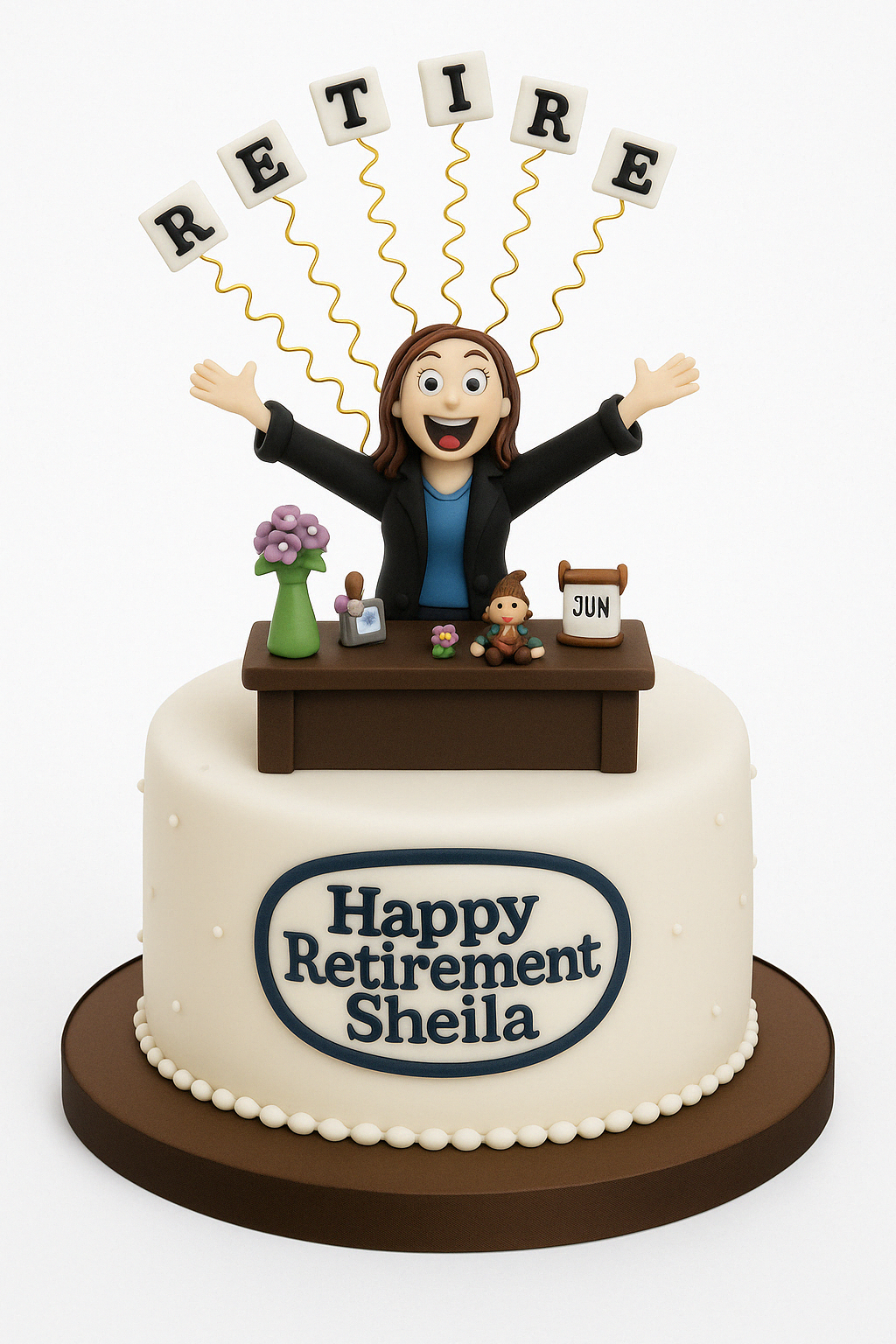 Joyful Desk-Themed Retirement Celebration Cake