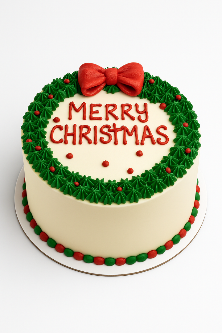 Merry Christmas Wreath Cake