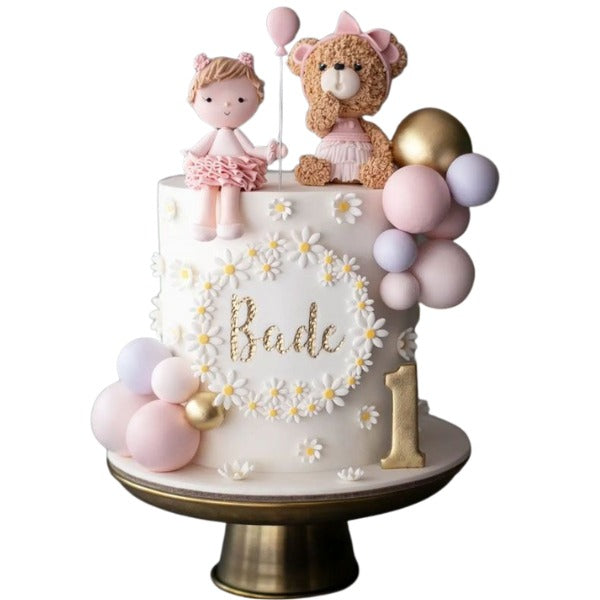 Teddy & Princess First Birthday Celebration Cake