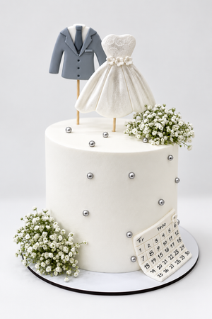 Bride & Groom Attire Wedding Cake