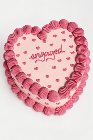 Engaged Pink Heart Vintage Cake