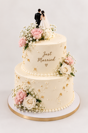 Just Married Blossom Two-Tier Cake