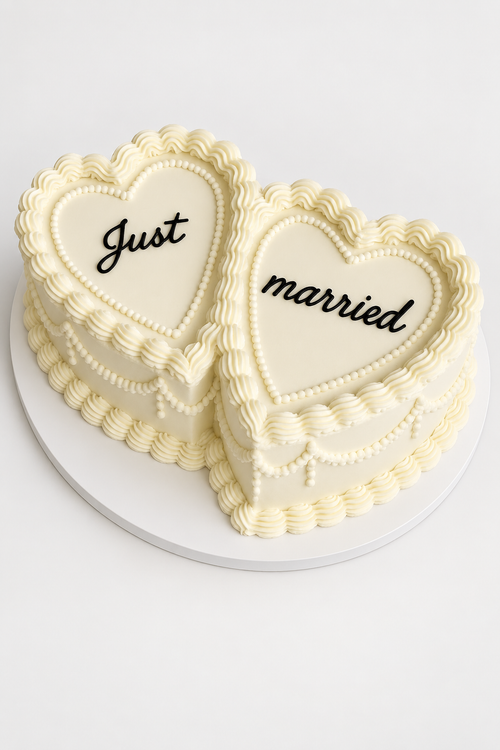 Just Married Twin Hearts Cake