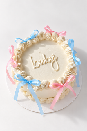 Pastel Baby Ribbon Bow Cake