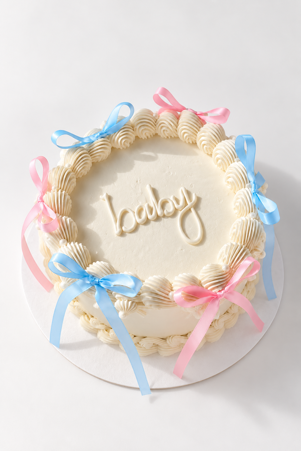 Pastel Baby Ribbon Bow Cake