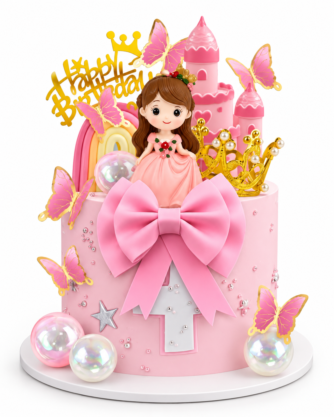 Princess Castle Pink Bow Cake