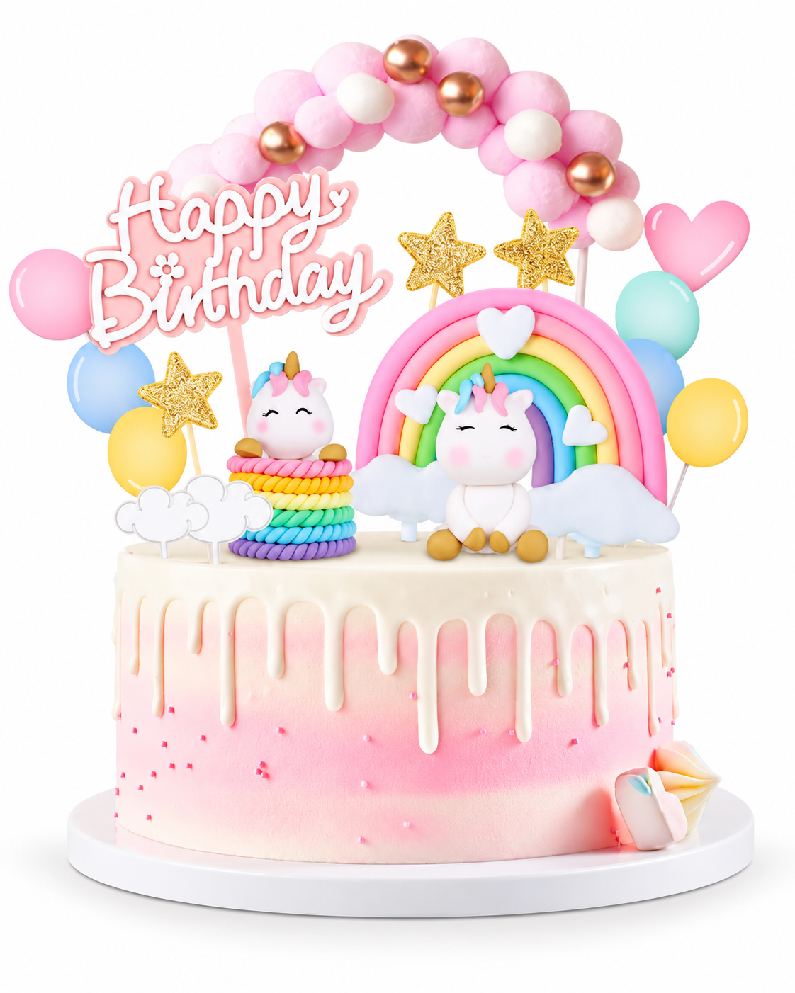 Unicorn Rainbow Pink Drip Cake